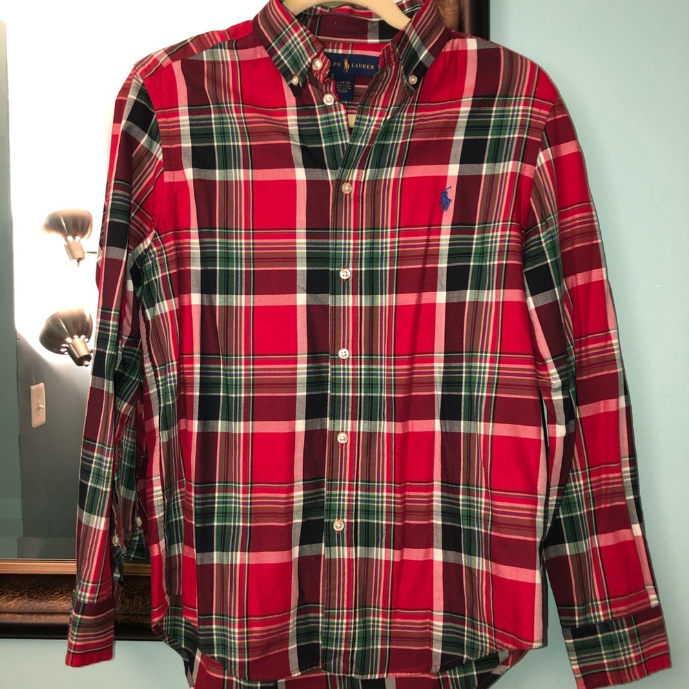 Big kids Ralph Lauren holiday plaid shirt